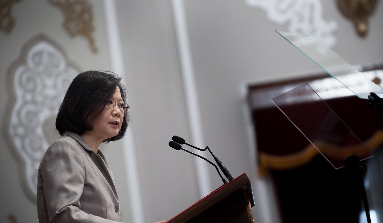 Taiwan's President Tsai Ing-wen speaks to journalists from overseas Chinese-language media in Taipei on Friday. Photo: EPA