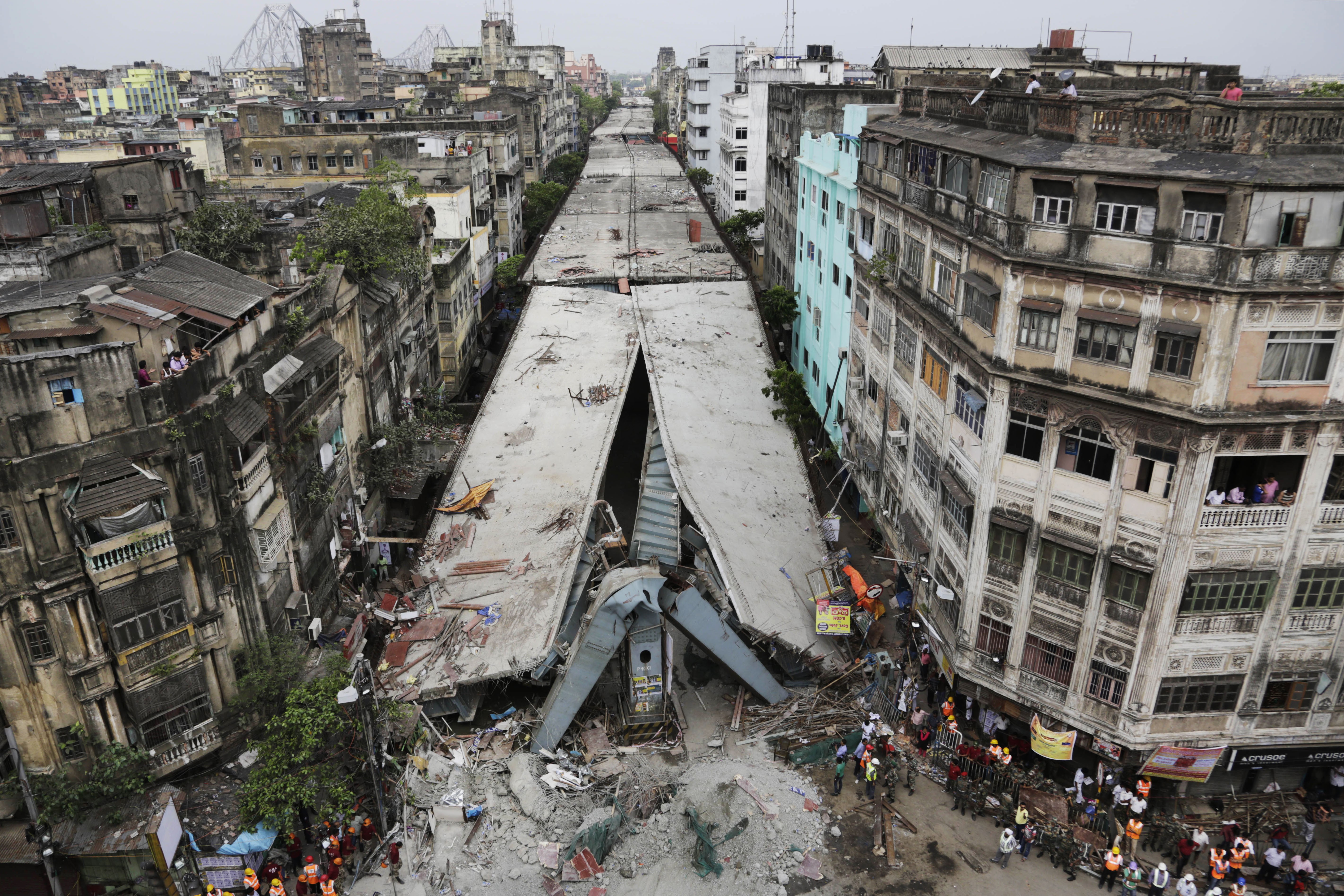 The collapse of the flyover in Kolkata killed more than two dozen people. Photo: AP