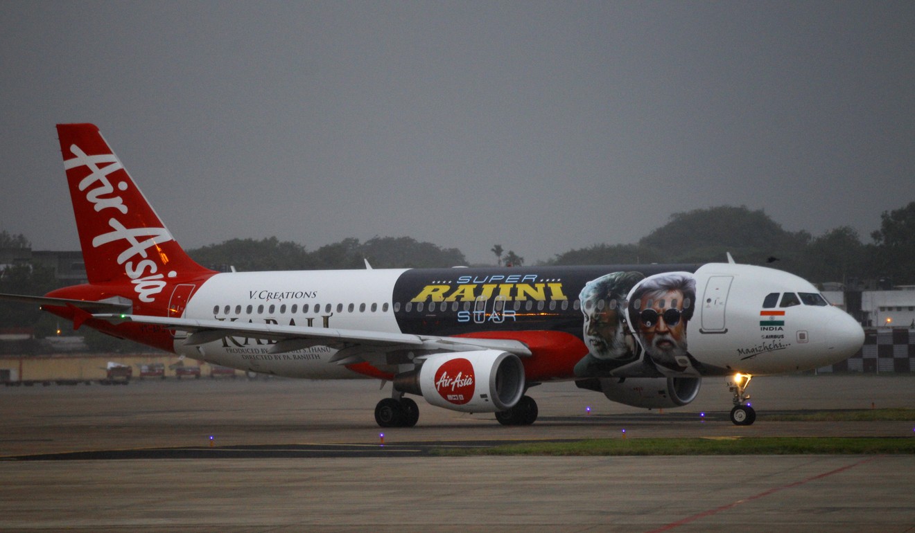 An AirAsia plane emblazoned with Rajinikanth’s image ahead of the release of ‘Kabali’. Photo: AP