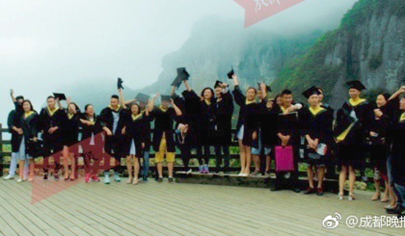 The graduates studied engineering cost management at a university in Chengdu. Photo: Handout