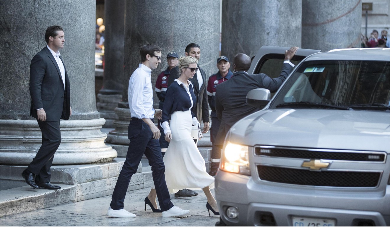 Kushner and Ivanka Trump outside the Pantheon in Rome. Photo: EPA