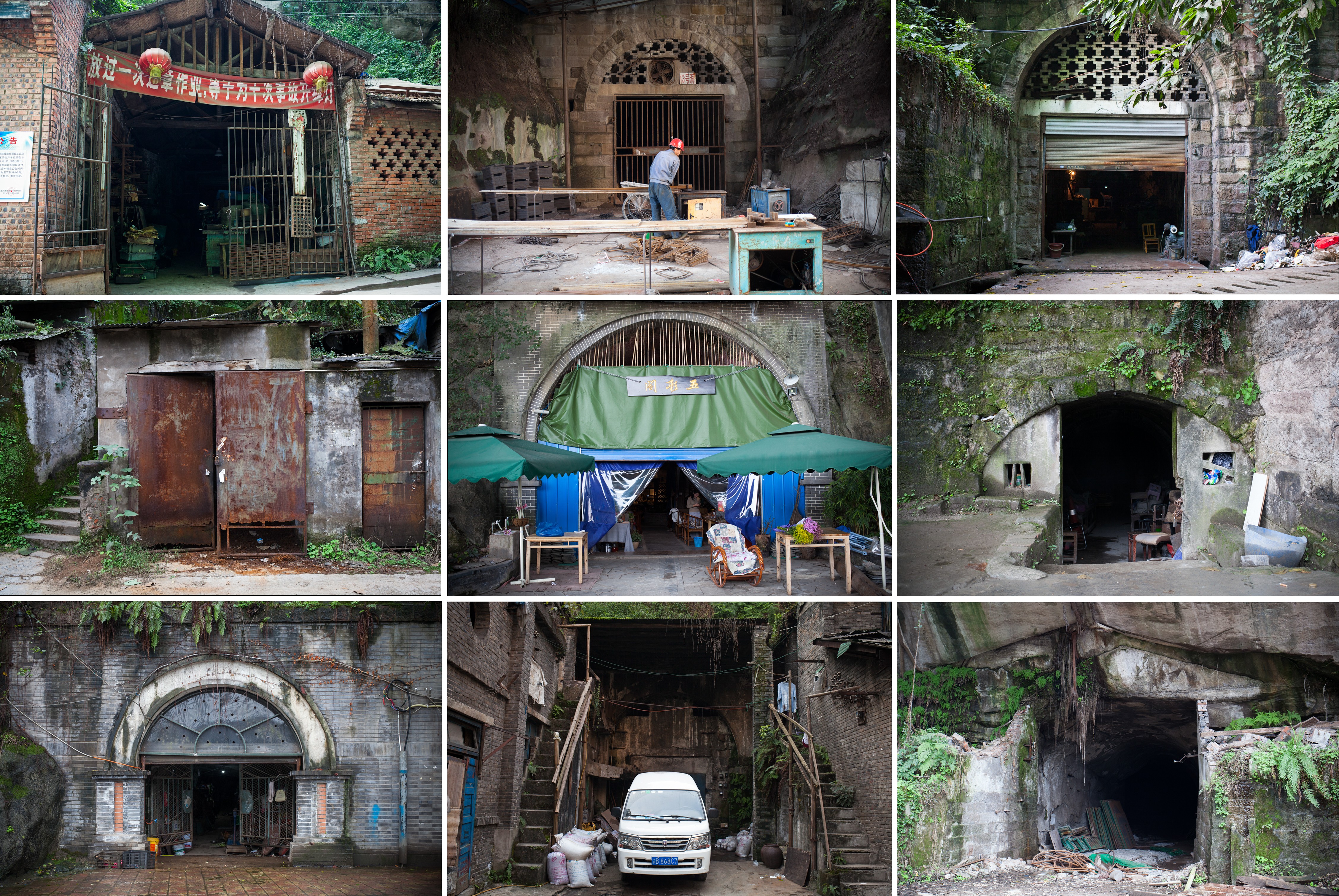 Entrances of air-raid shelters in Chongqing. Pictures: Douglas Hook