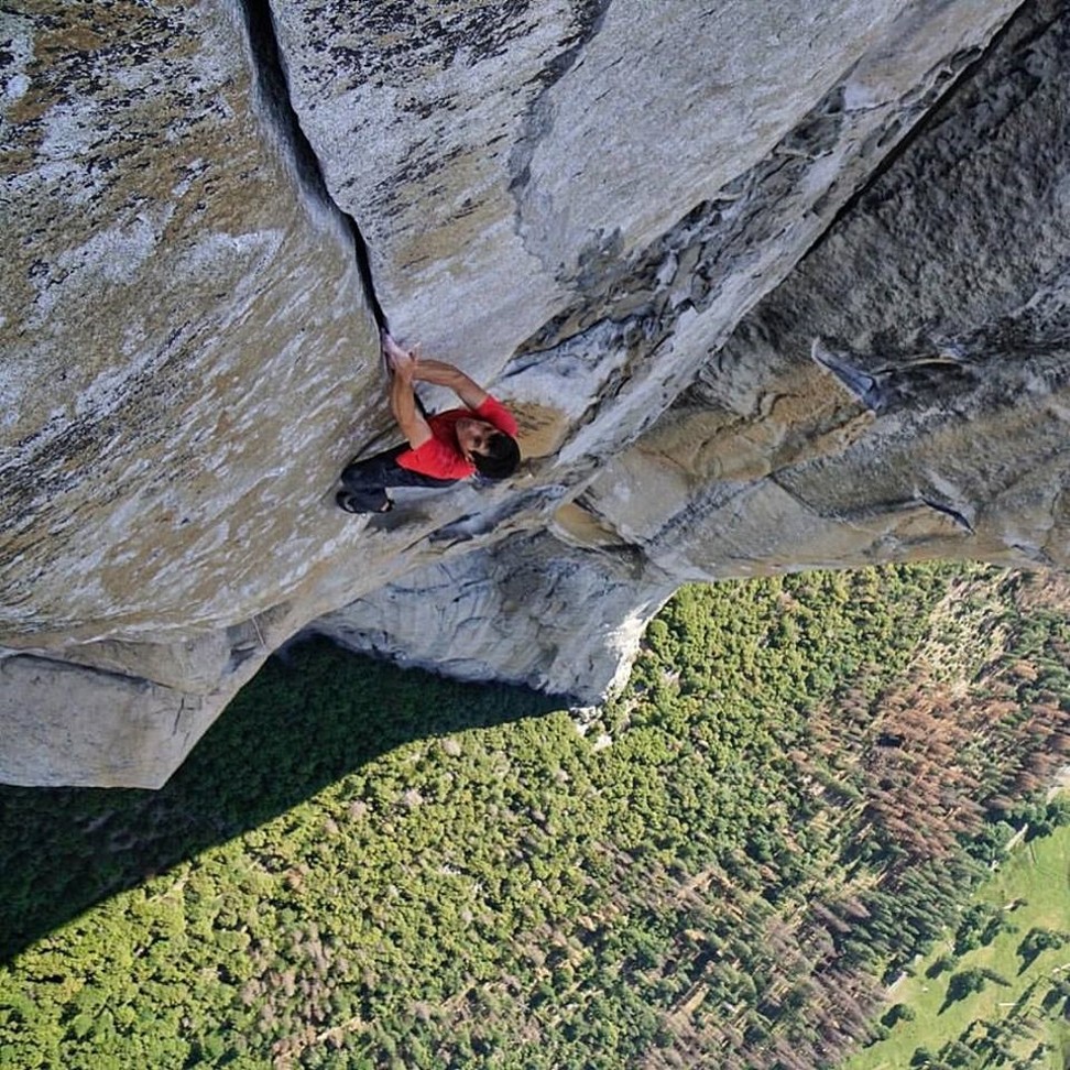 Another angle of Alex Honnold ascending El Capitan in Yosemite National Park on Saturday. Photo: Jimmy Chin photo via Alex Honnold Facebook