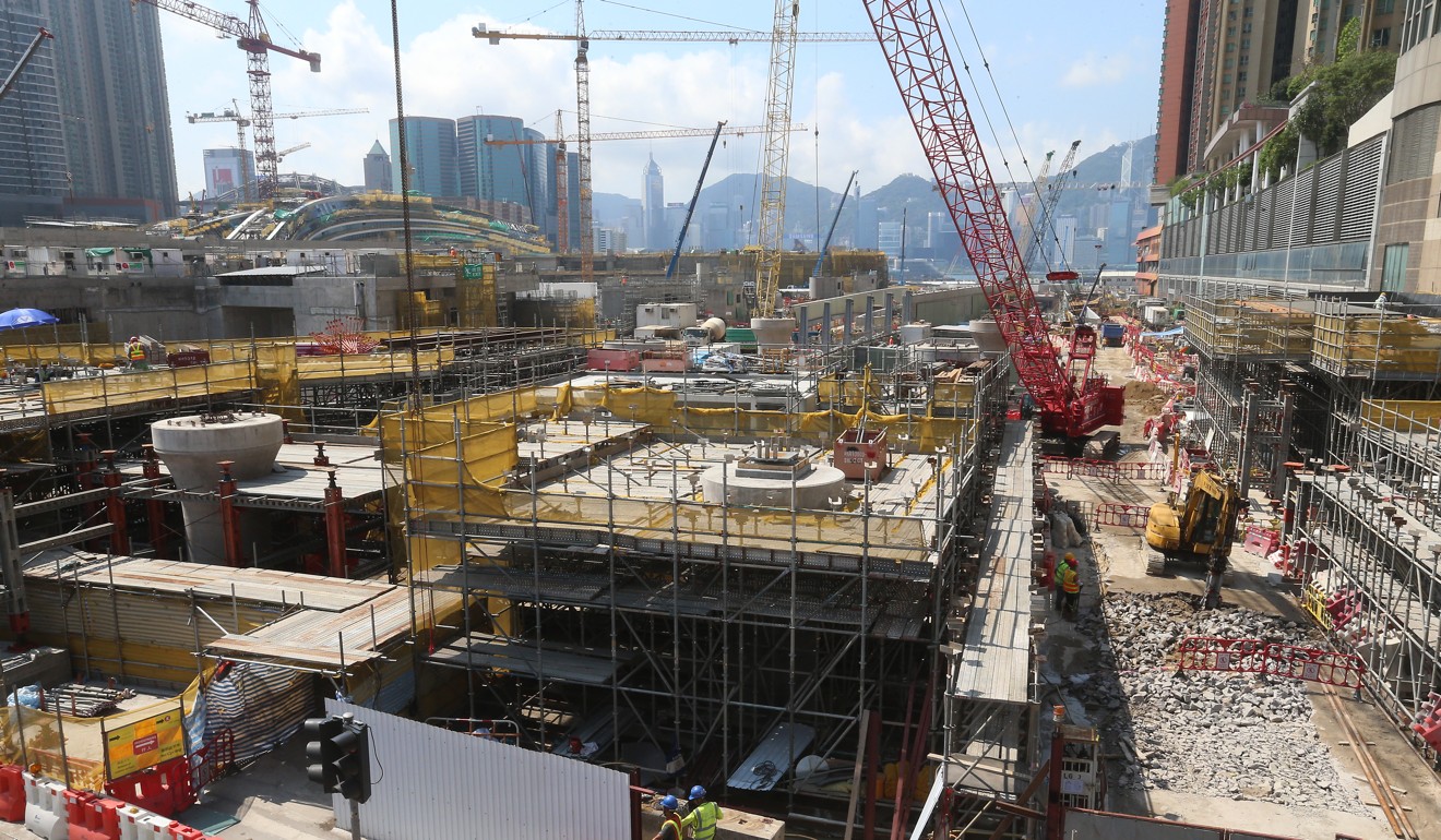The West Kowloon Terminus of the Hong Kong section of the express rail link on April 19. Construction has hit several roadblocks in the years since its launch in 2010. Photo: K. Y. Cheng