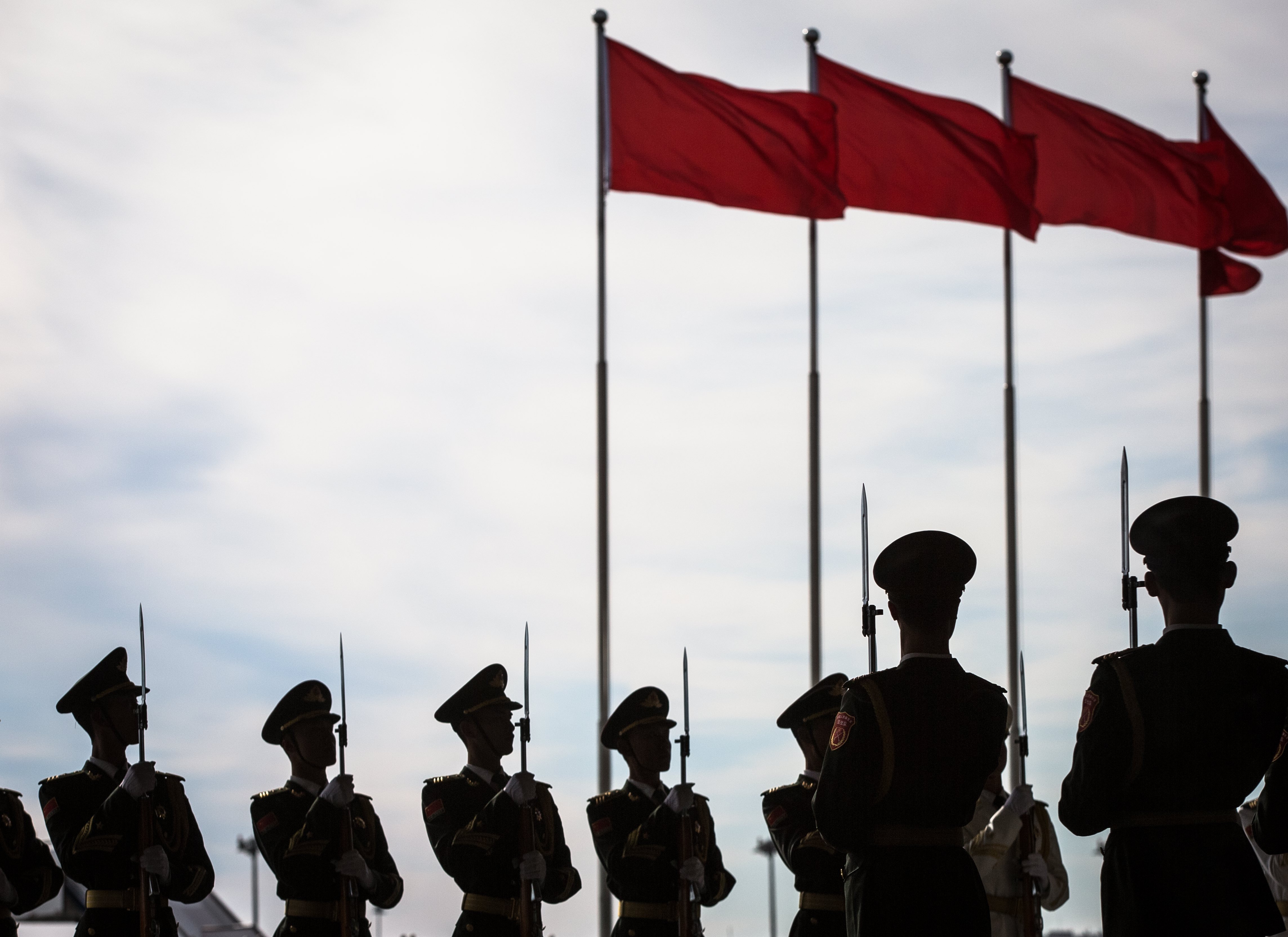 A file picture of a Chinese military honour guard on parade in Beijing last month. Photo: EPA