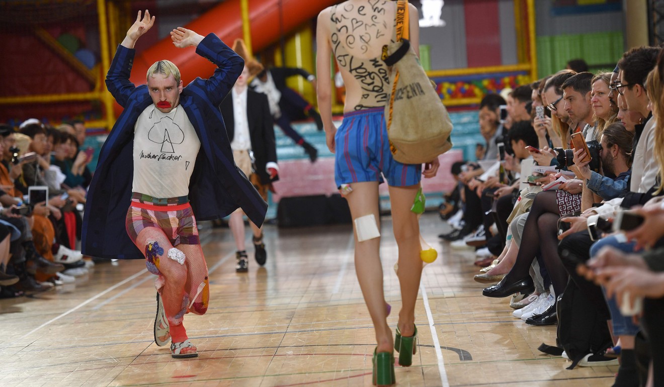 Models present creations by Vivienne Westwood at London Fashion Week Men's in London. Photo: AFP