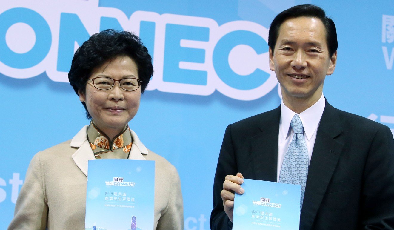 Executive councillor Bernard Chan (right) will be Exco convenor under Carrie Lam (left). Photo: Sam Tsang