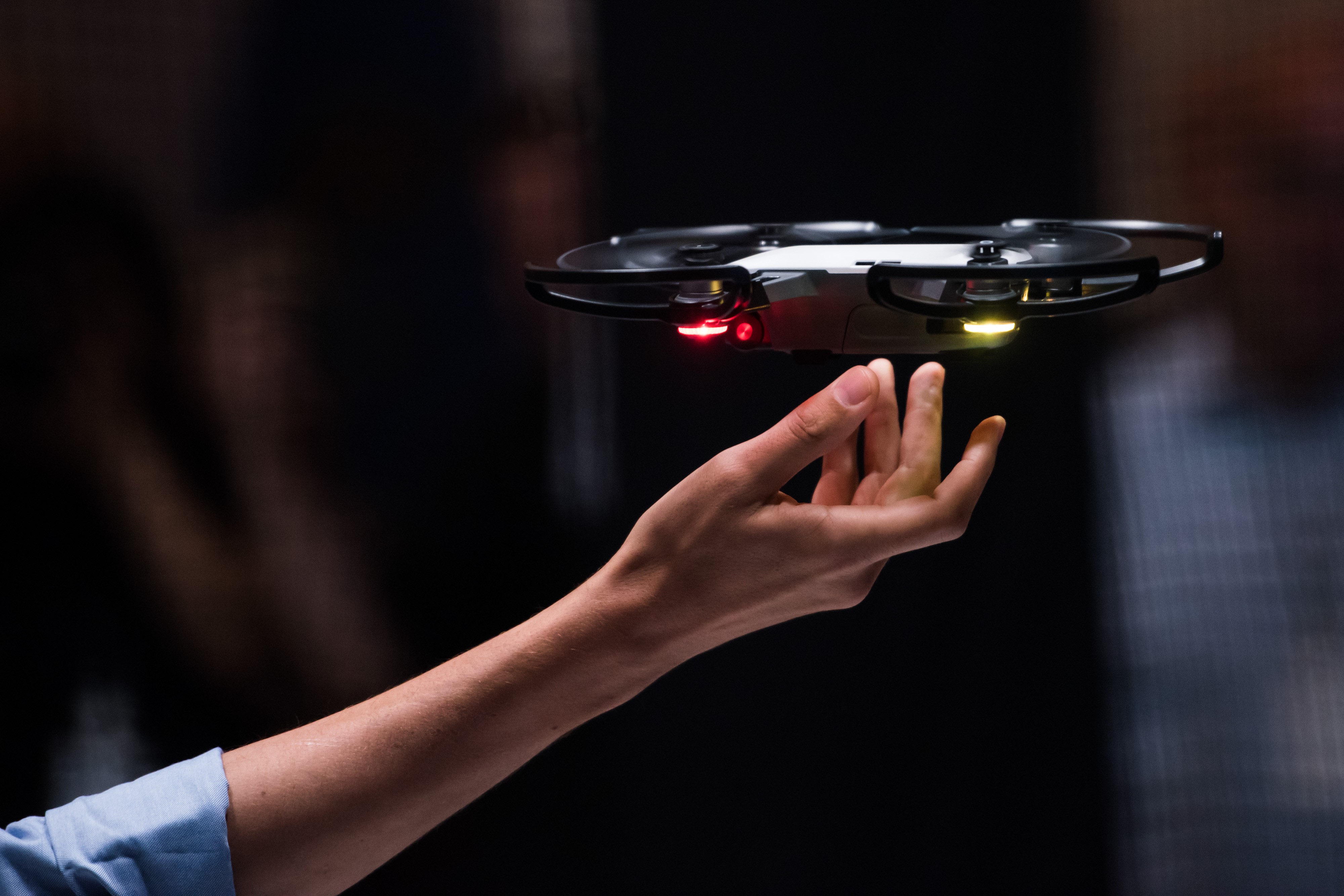 The gesture-controlled Spark drone can take off and land on the palm of your hand. Photo: Bloomberg