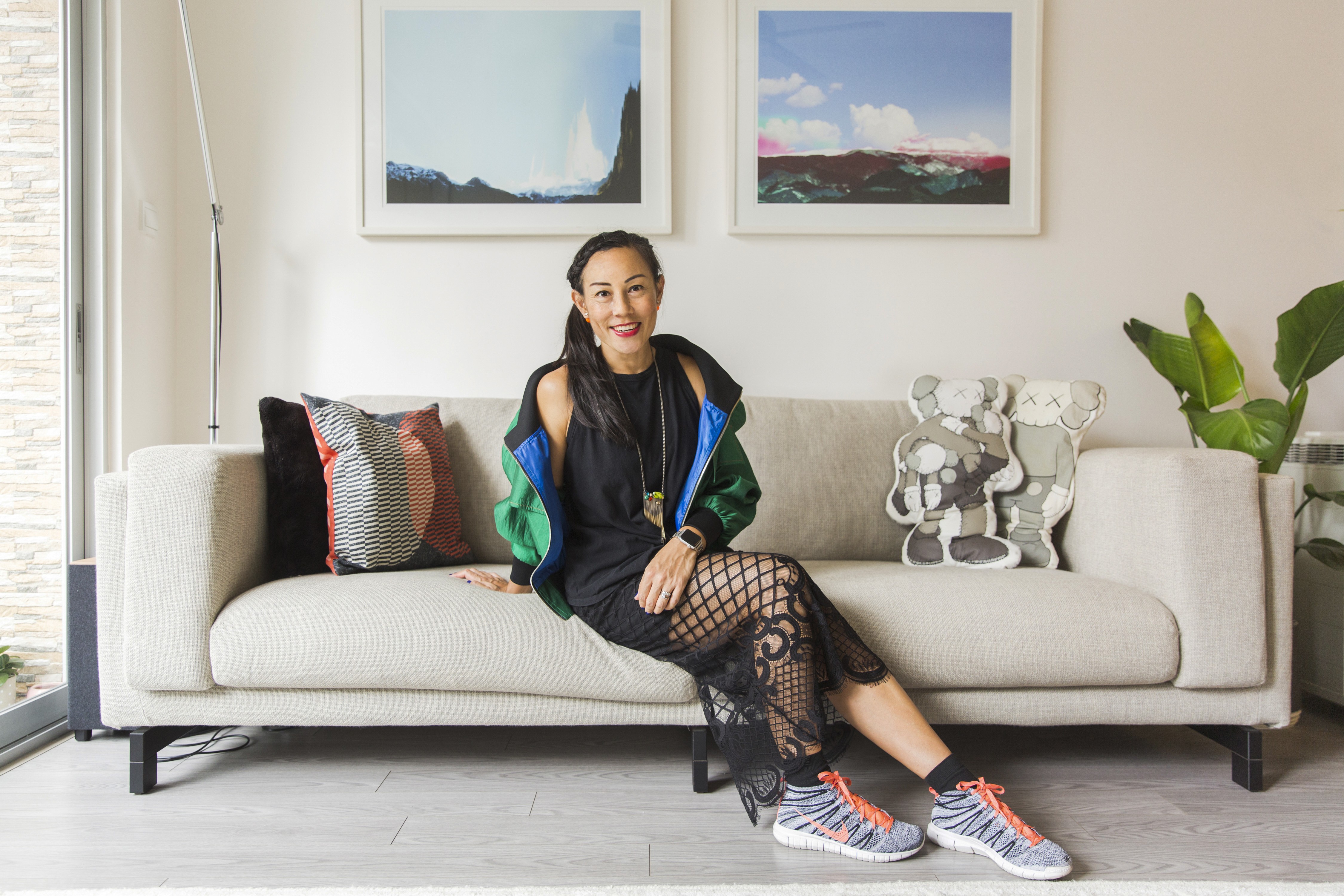 A-Vibe director Davena Mok wearing an Asos tank top, bomber jacket from K-Style Lab, Alice McCall skirt and Nike Flyknit Chukkas. Photo: Michelle Wong