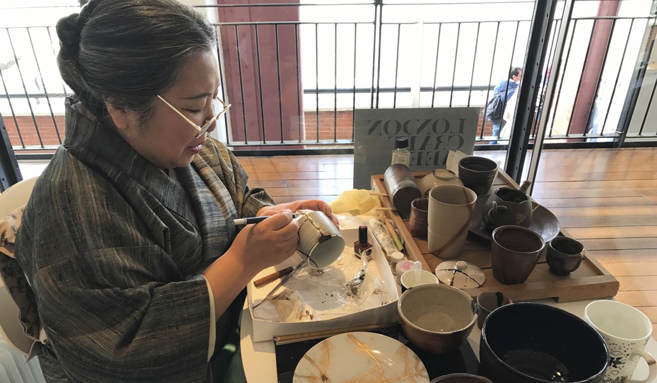 At Japanese design store Wagumi, Hiroko Ogawa demonstrated kintsugi, the traditional art of restoring items with lacquer and gold.