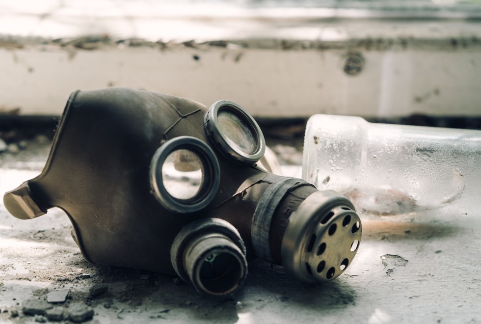 An abandoned gas mask left behind after the Chernobyl area was evacuated. Photo: Handout