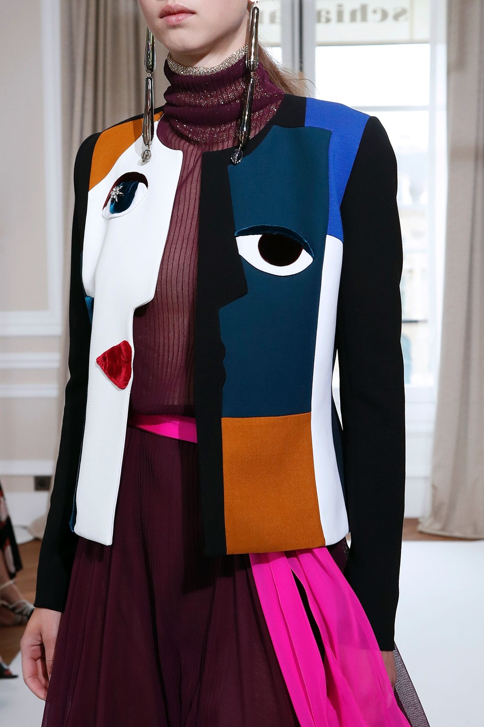 A Picasso-style profile jacket from Schiaparelli’s 2017-18 autumn/winter haute couture collection. Photo: AFP
