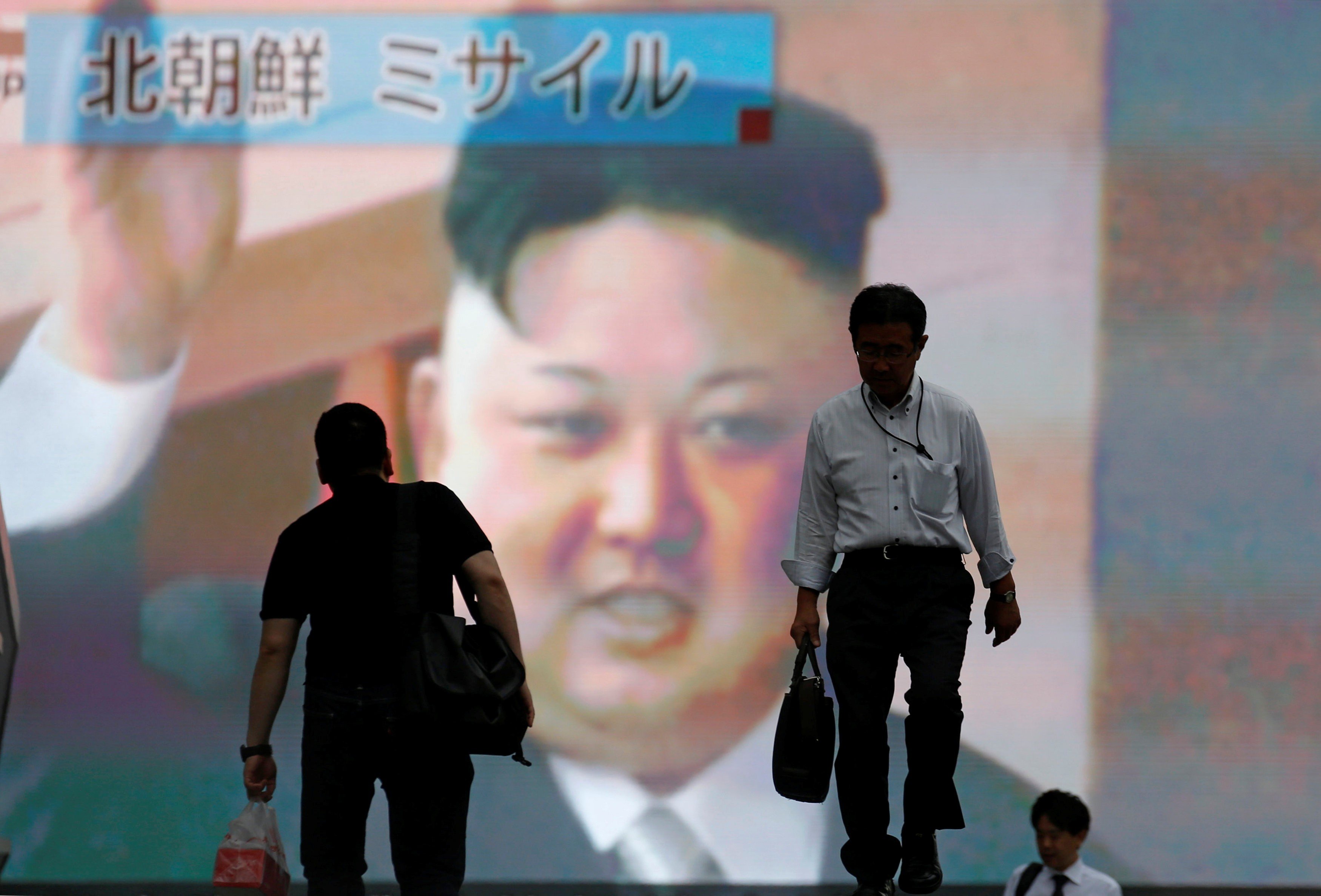 A TV screen in Tokyo broadcasts news of North Korea’s missile test on Tuesday. Photo: Reuters