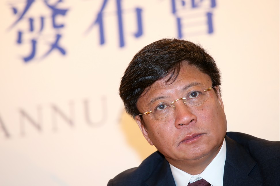 Sunac China’s founder and chairman Sun Hongbin at the 2016 annual results press conference of his company in Hong Kong in March. Photo: SCMP