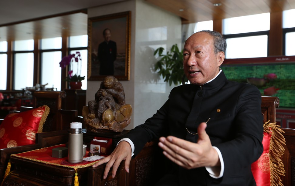 Chen Feng, founder and chairman of HNA, during an interview in his sprawling penthouse office in Haikou in June 2017. Photo: SCMP / Xiaomei Chen