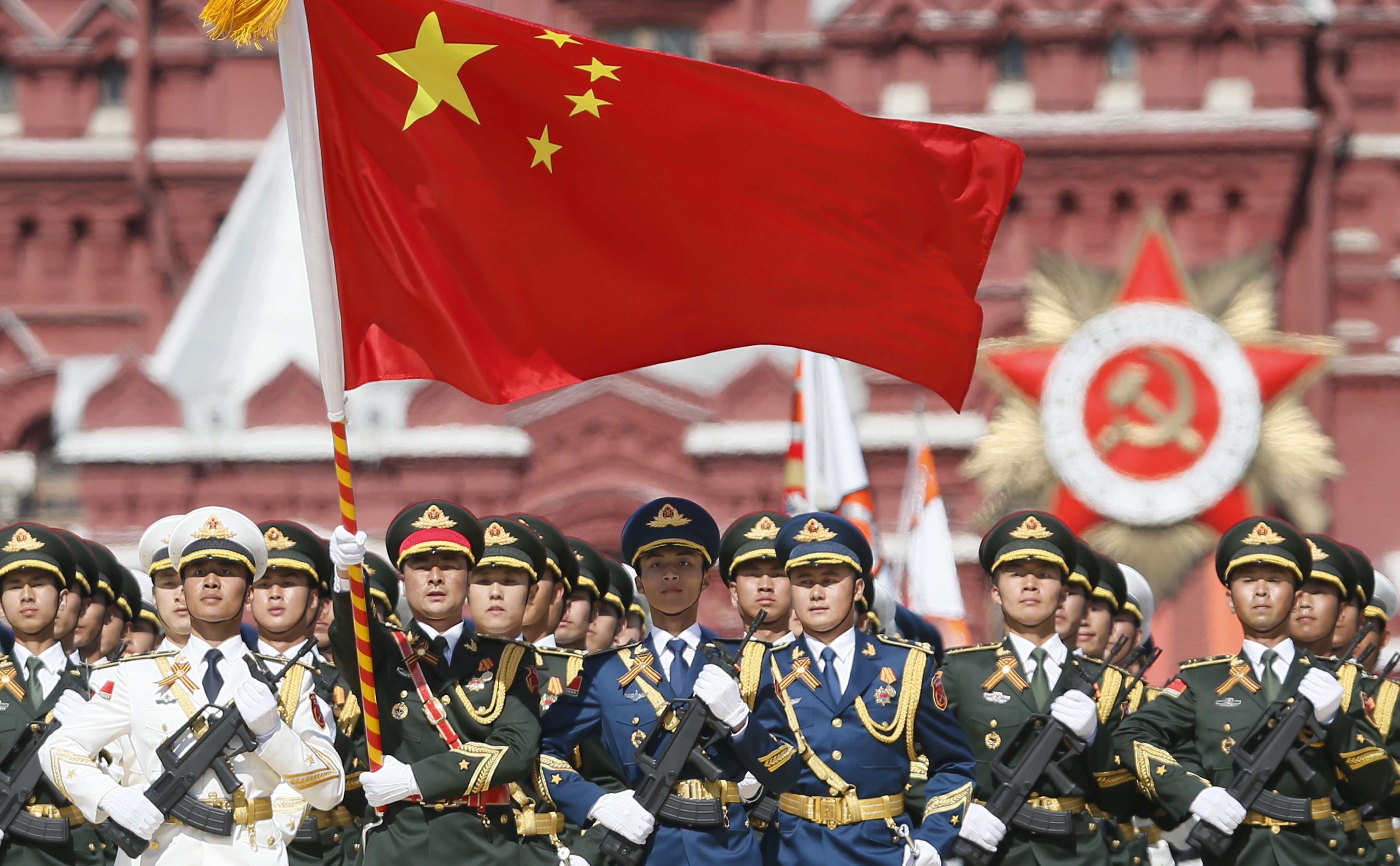 Chinese servicemen march in the Russian Victory Day military parade in Moscow’s Red Square, in May 2015. Photo: EPA