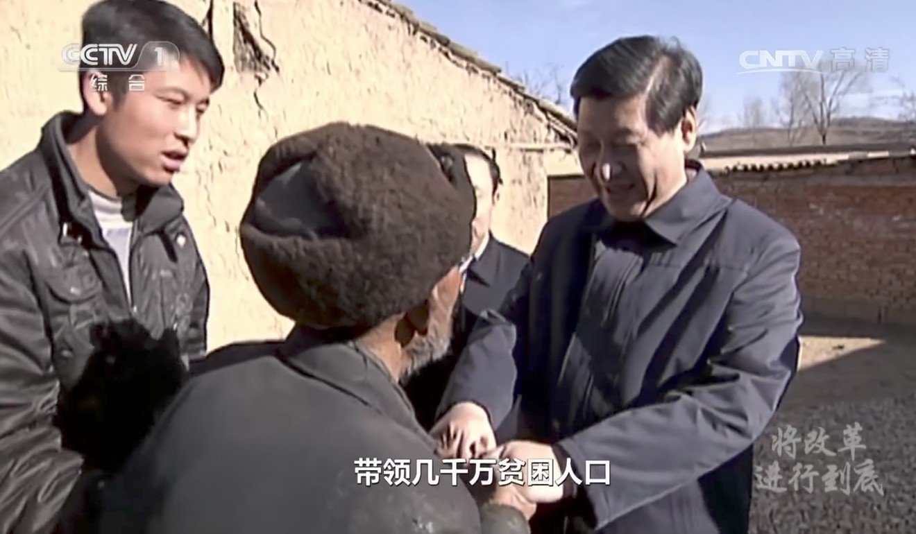 Xi Jinping chatting with villagers in a section of the state TV documentary. Photo: Handout