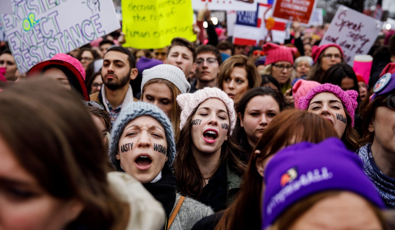 Thousands join the Women’s March on Washington, on January 21. Millennial women joined the march against what they saw as challenges to rights and equality under President Donald Trump. Photo: TNS