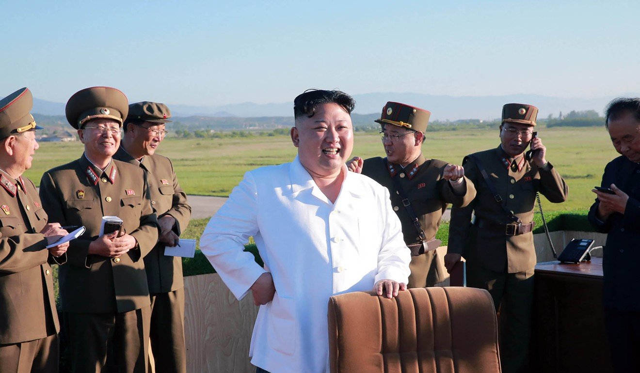North Korean leader Kim Jong-un inspects the test of an anti-aircraft guided weapon system. Photo: AFP
