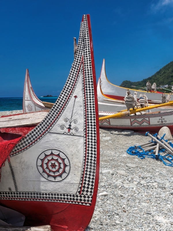Traditional boats on a Lanyu beach.