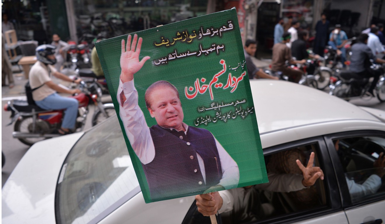 A supporter of ousted Pakistani prime minister Nawaz Sharif during a rally in Rawalpindi. Photo: AFP