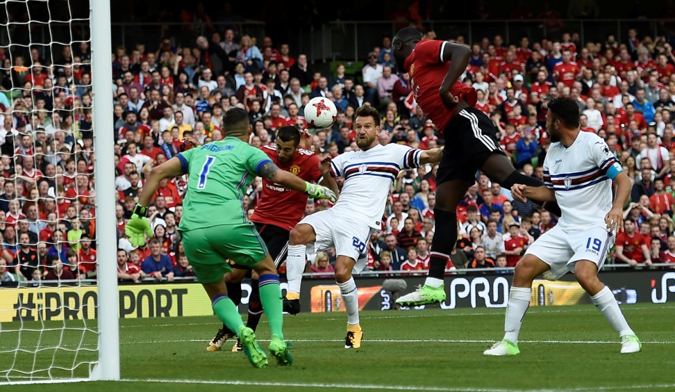 Manchester United’s Henrikh Mkhitaryan scores their first goal. Photo: Reuters