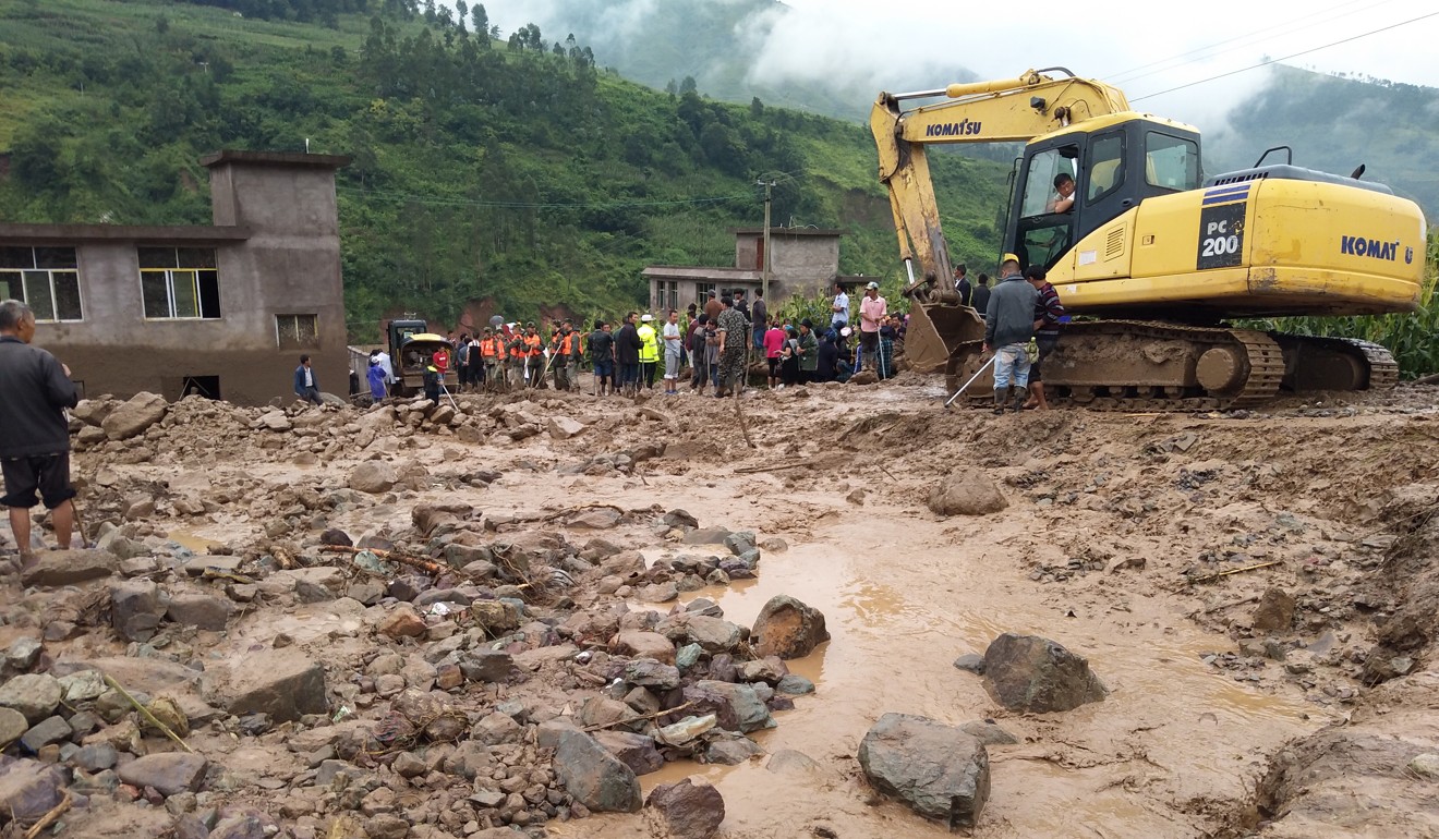 The landslide in the mountainous southwestern Sichuan province was triggered by heavy rain. Photo: Xinhua