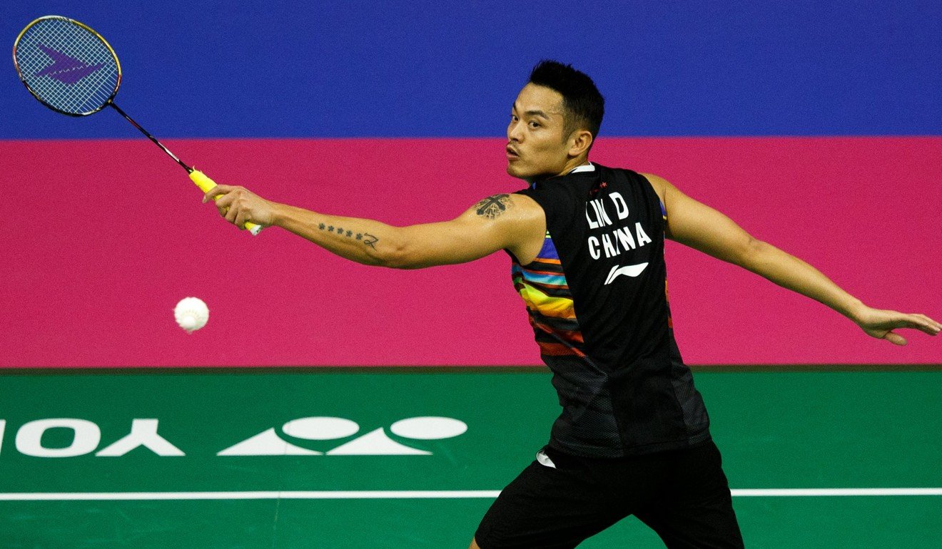 Lin Dan of China in action against Emil Holst of Denmark. Photo: EPA