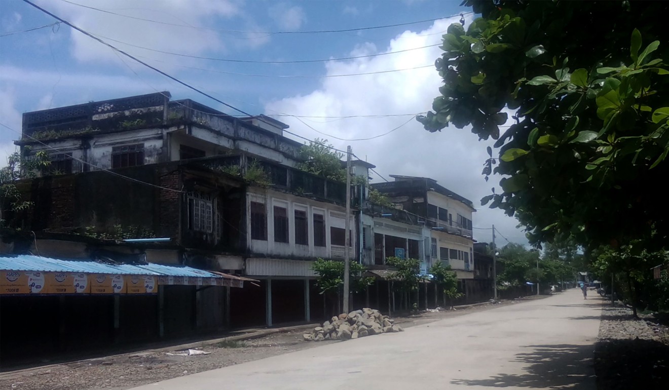 An empty street in Maungdaw township in Myanmar's northern Rakhine state after residents were told to stay in their homes after an attack by Muslim extremists. Photo: AFP