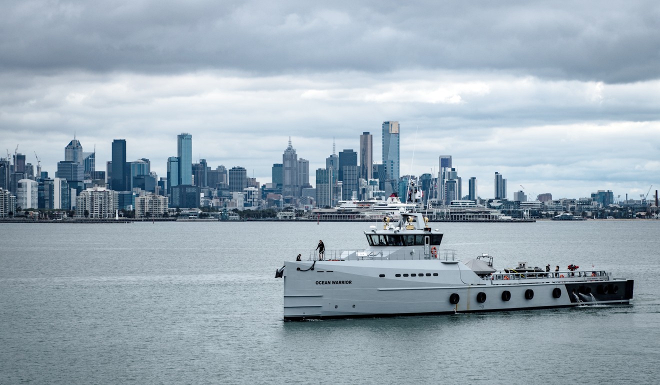 Sea Shepherd’s new patrol vessel, the Ocean Warrior , arrives at the Southern Operations base in Williamstown, just outside Melbourne. Photo: Sea Shepherd Global