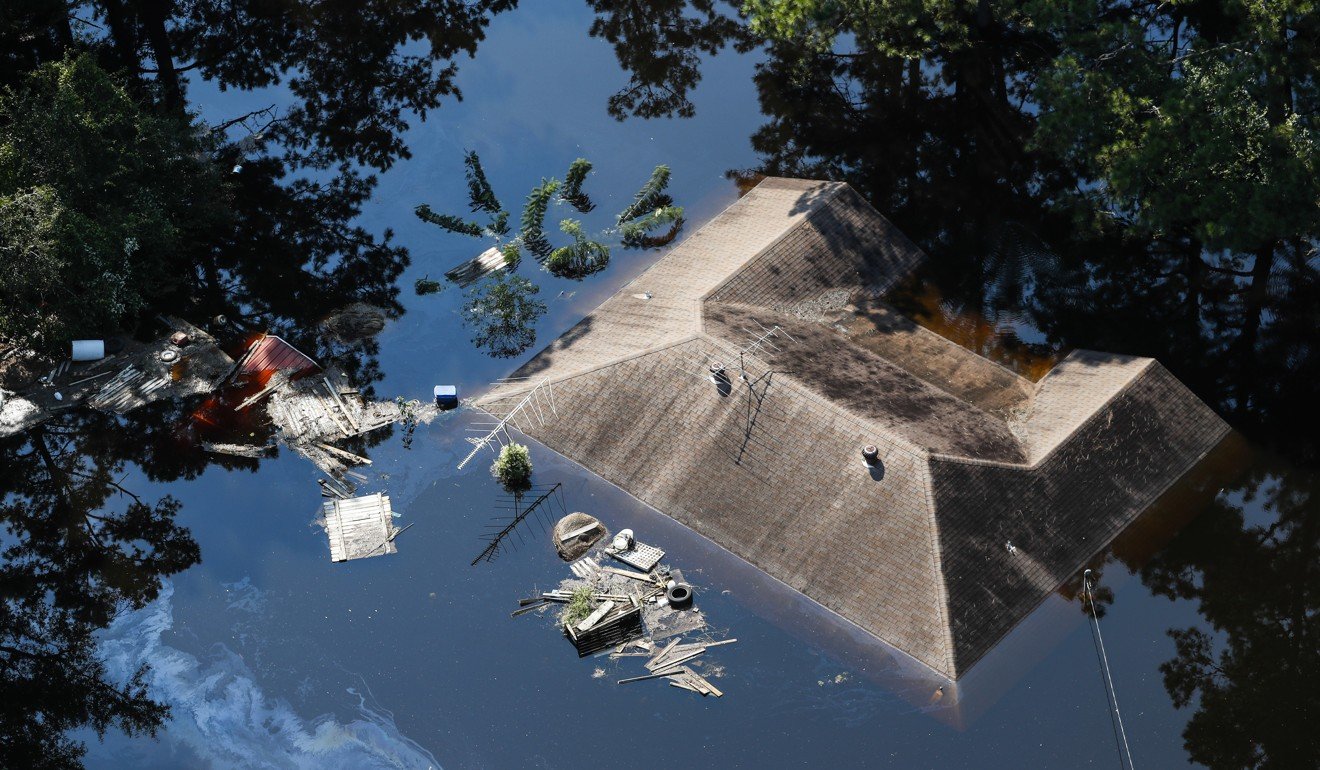 A submerged house in Lumberton, Texas. Photo: AP