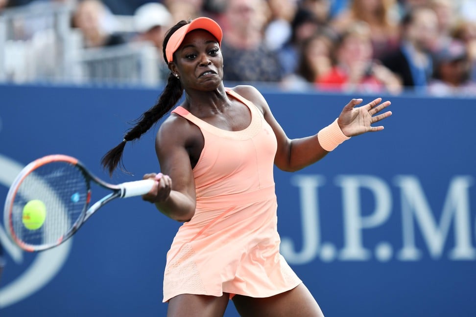 Sloane Stephens of the US returns the ball to Germany’s Julia Goerges. Photo: AFP