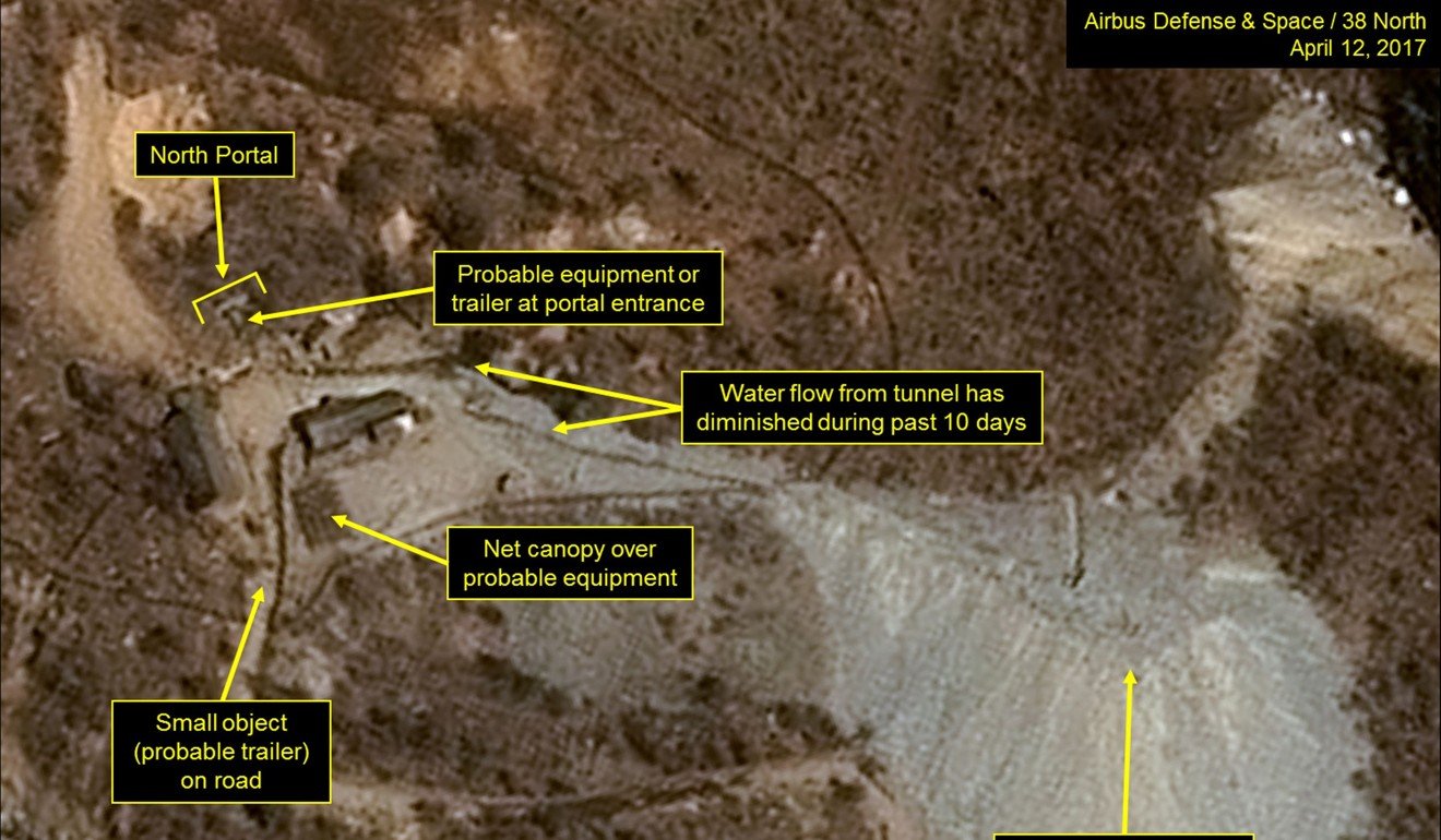 This file handout picture obtained in April from French space agency National Centre for Space Studies shows a satellite image of North Korea's Punggye-ri nuclear test site, Photo: AFP