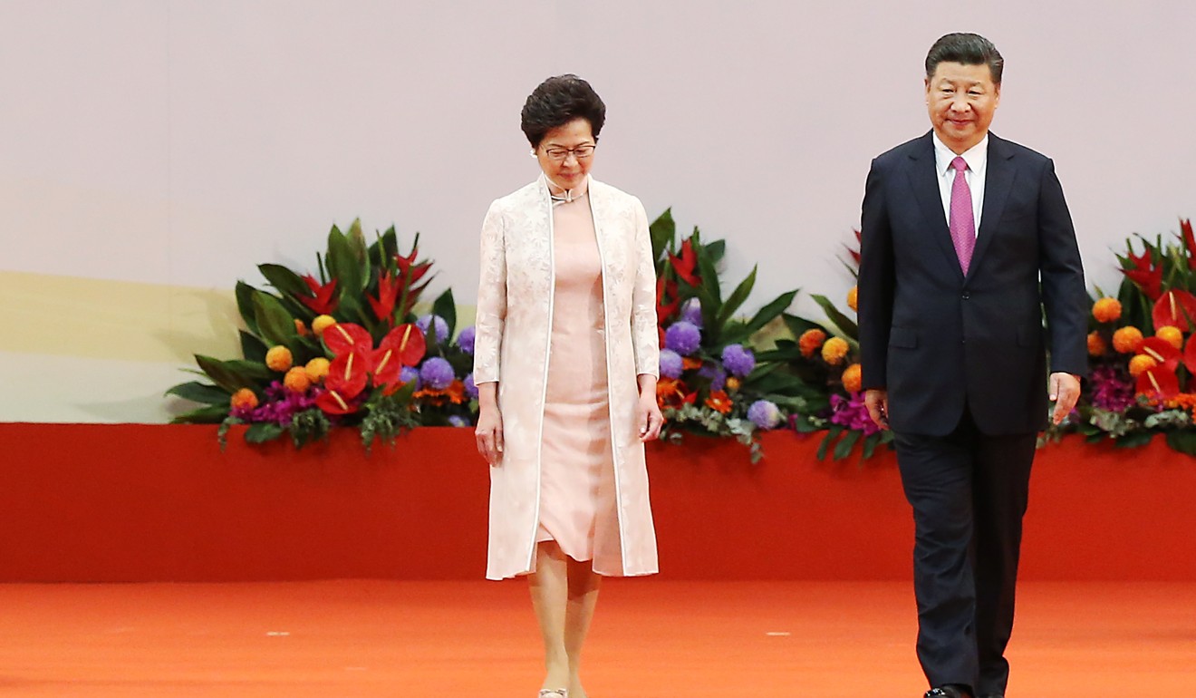 President Xi Jinping (right) and Chief Executive, Carrie Lam Cheng Yuet-ngor at the inauguration ceremony of the fifth term of government for Hong Kong. Photo: Sam Tsang