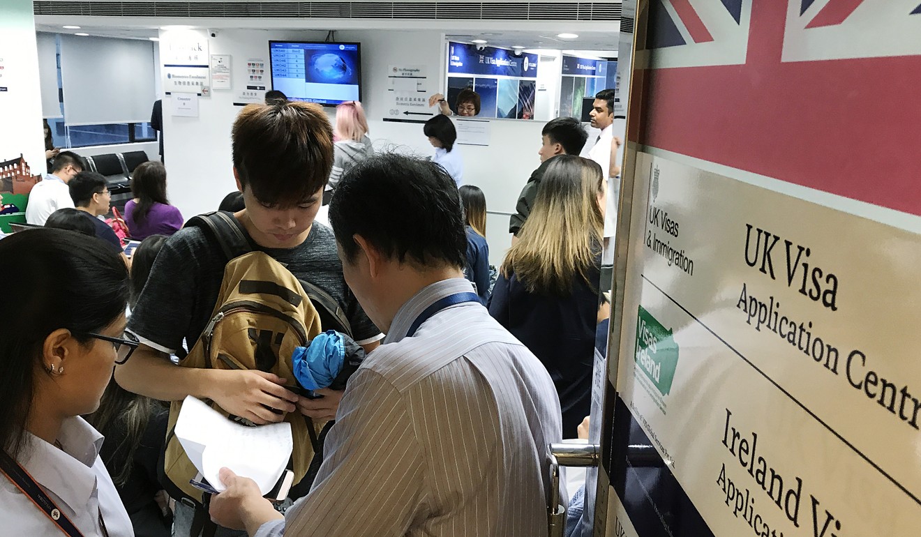 Students thronged the UK visa application centre in Causeway Bay. Photo: Photo: Nora Tam