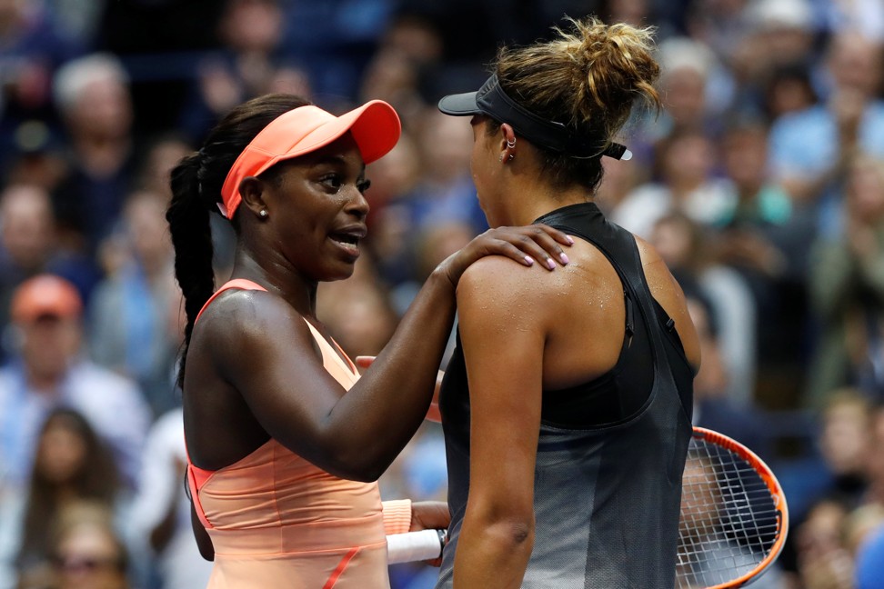 Stephens talks with Keys after the match. Photo: Reuters