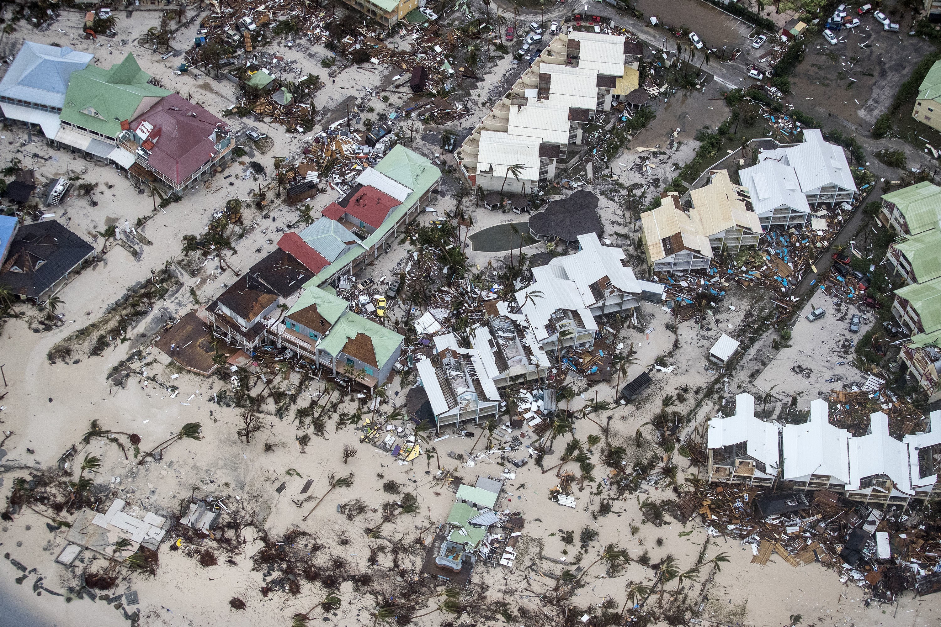 This photo provided by the Dutch Defense Ministry shows storm damage in the aftermath of Hurricane Irma, in St. Maarten. Photo: AP