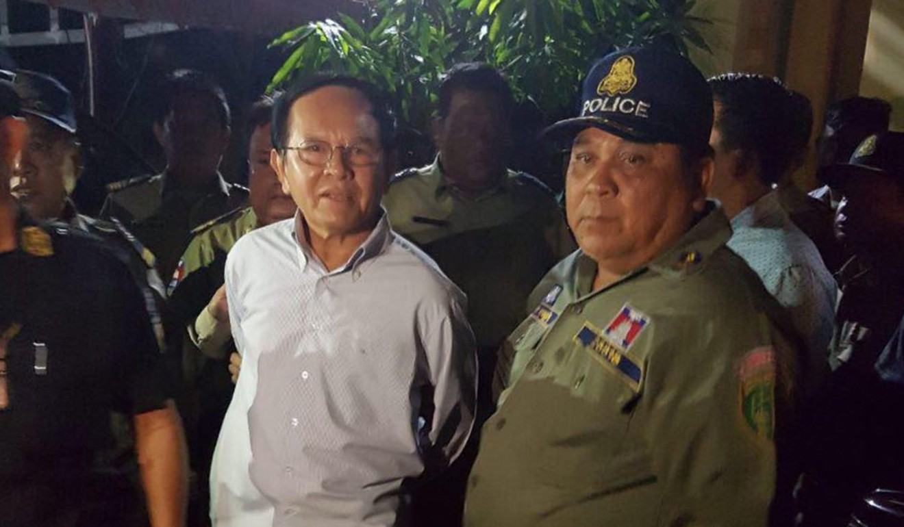 Cambodia's opposition leader Kem Sokha, who was detained during a police ride at his home in Phnom Penh. Photo: EPA