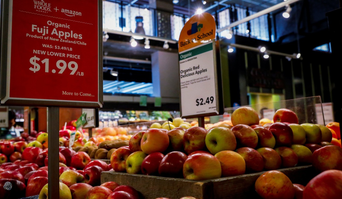 Apples are displayed at a Whole Foods store in New York. Photo: Reuters
