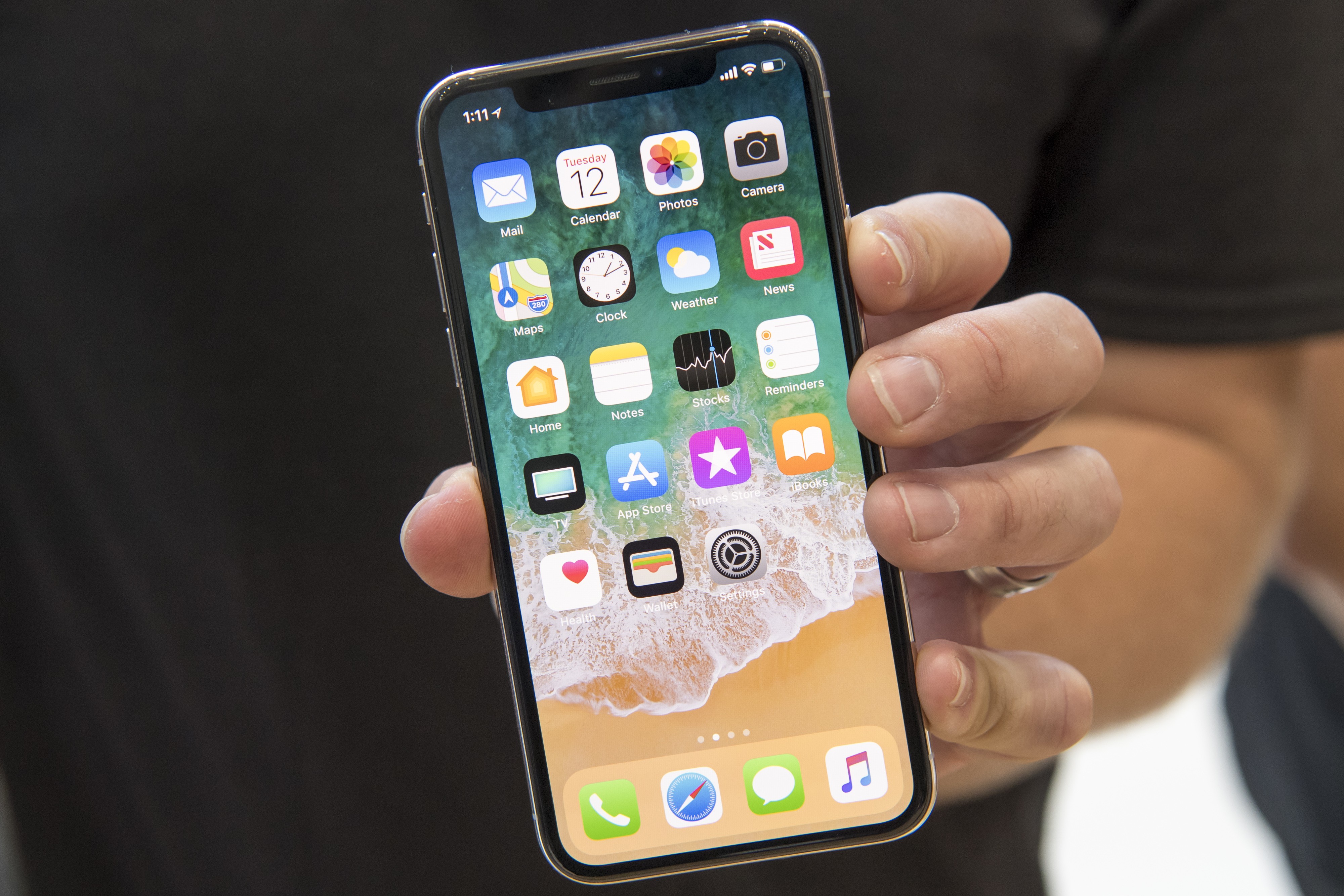 The iPhone X (pronounced iPhone ten) was unveiled at Apple headquarters in Cupertino, California, on Tuesday. Photo: Bloomberg