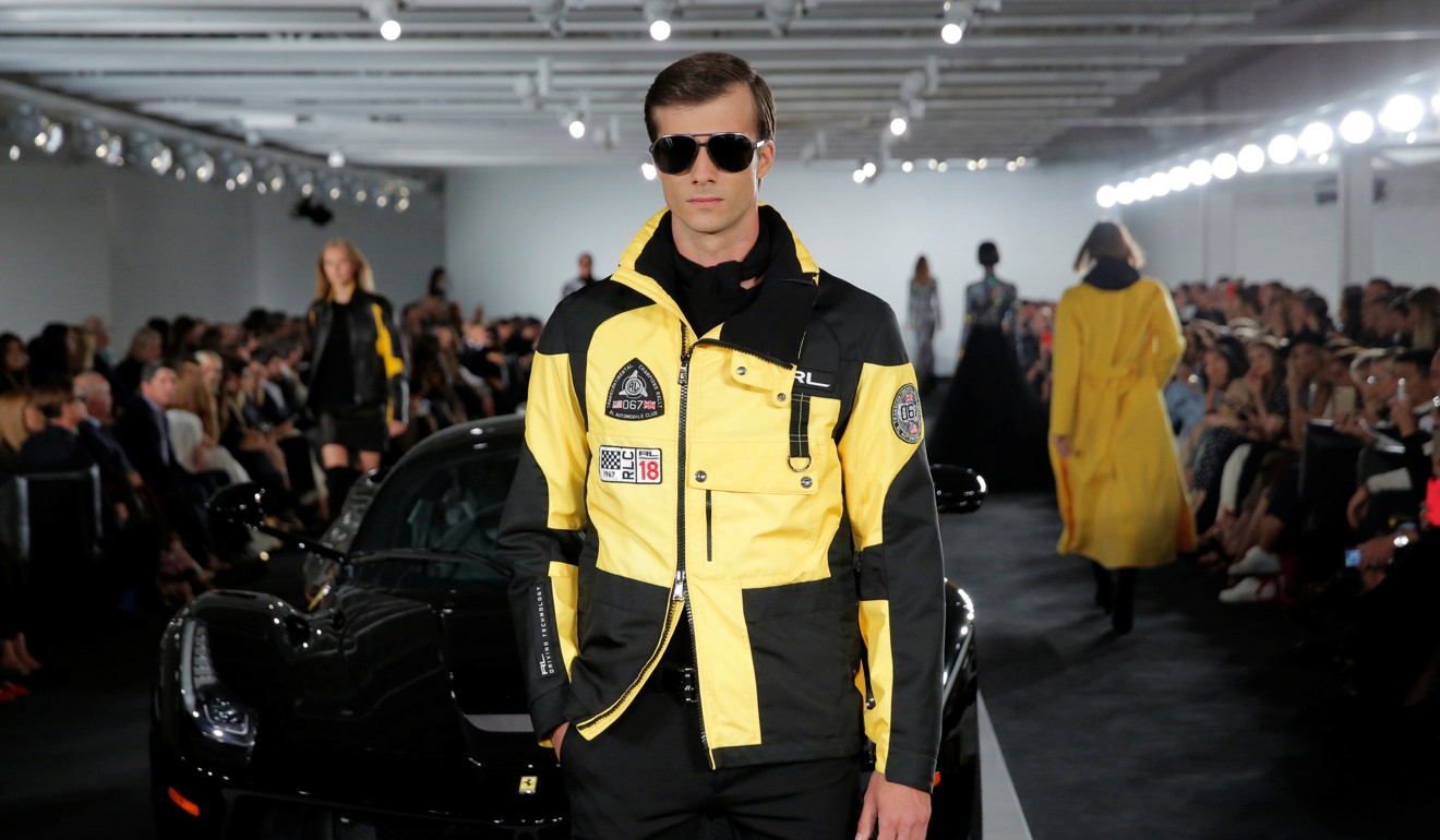 A model presents a creation from the Ralph Lauren spring/summer 2018 collection in a show that was presented in Lauren's private garage for New York Fashion Week. Photo: REUTERS