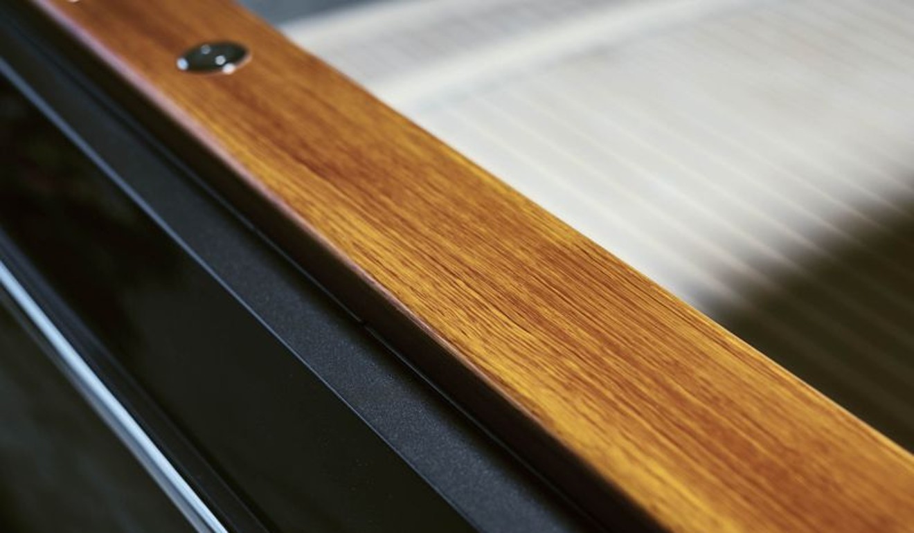 The wood grain here is hand-painted to mimic the look and luxury of real teak