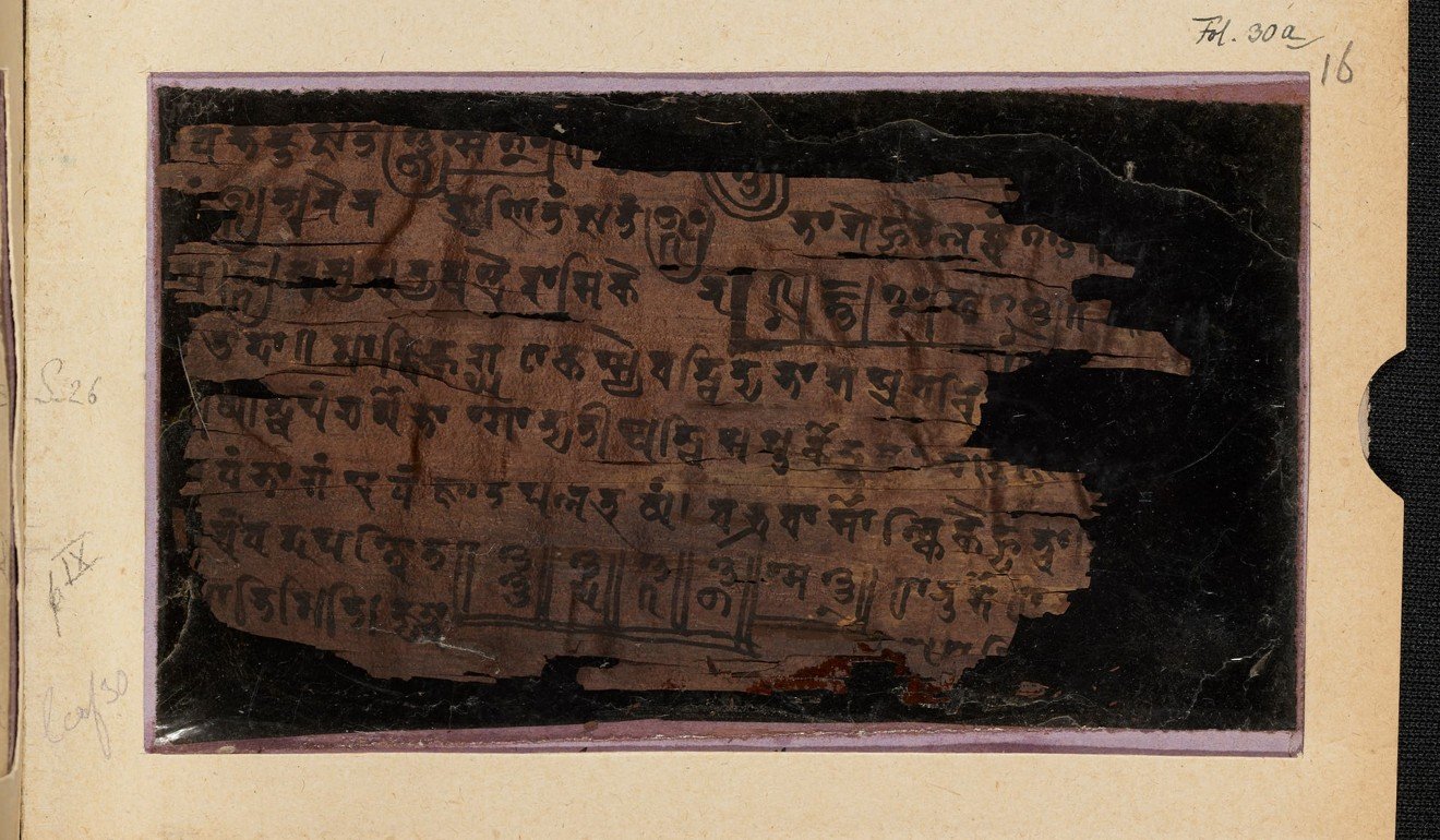 The ancient Indian text called the Bakhshali manuscript, which contains earliest zero symbol. Photo: Handout