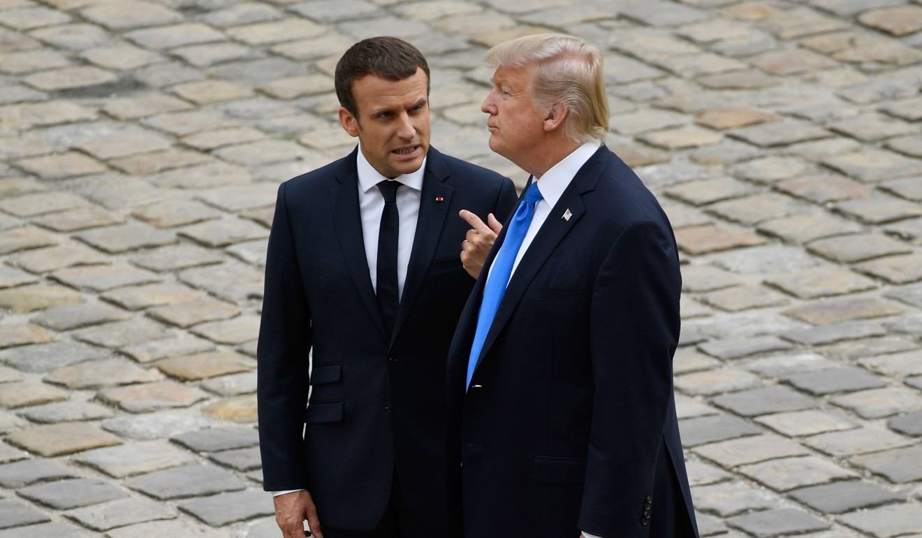 US President Donald Trump with French President Emmanuel Macron. The pair are again set to meet at next week’s UN General Assembly. Photo: AFP