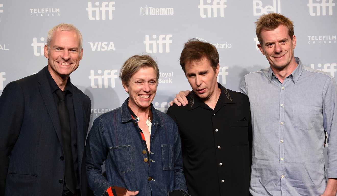 From left: Three Billboards Outside Of Ebbing, Missouri’s writer/director/producer Martin McDonagh, actors Frances McDormand and Sam Rockwell at the Toronto film festival. Photo: Kevin Winter/Getty Images/AFP