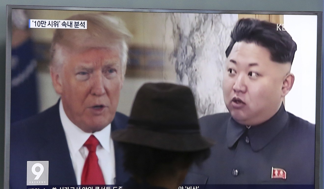 President Donald Trump and North Korean leader Kim Jong-un feature in a news programme being telecast at the Seoul Train Station on August 10. The North Korean octopus does not speak to the West in any intelligible language, and is still threatening. Photo: AP