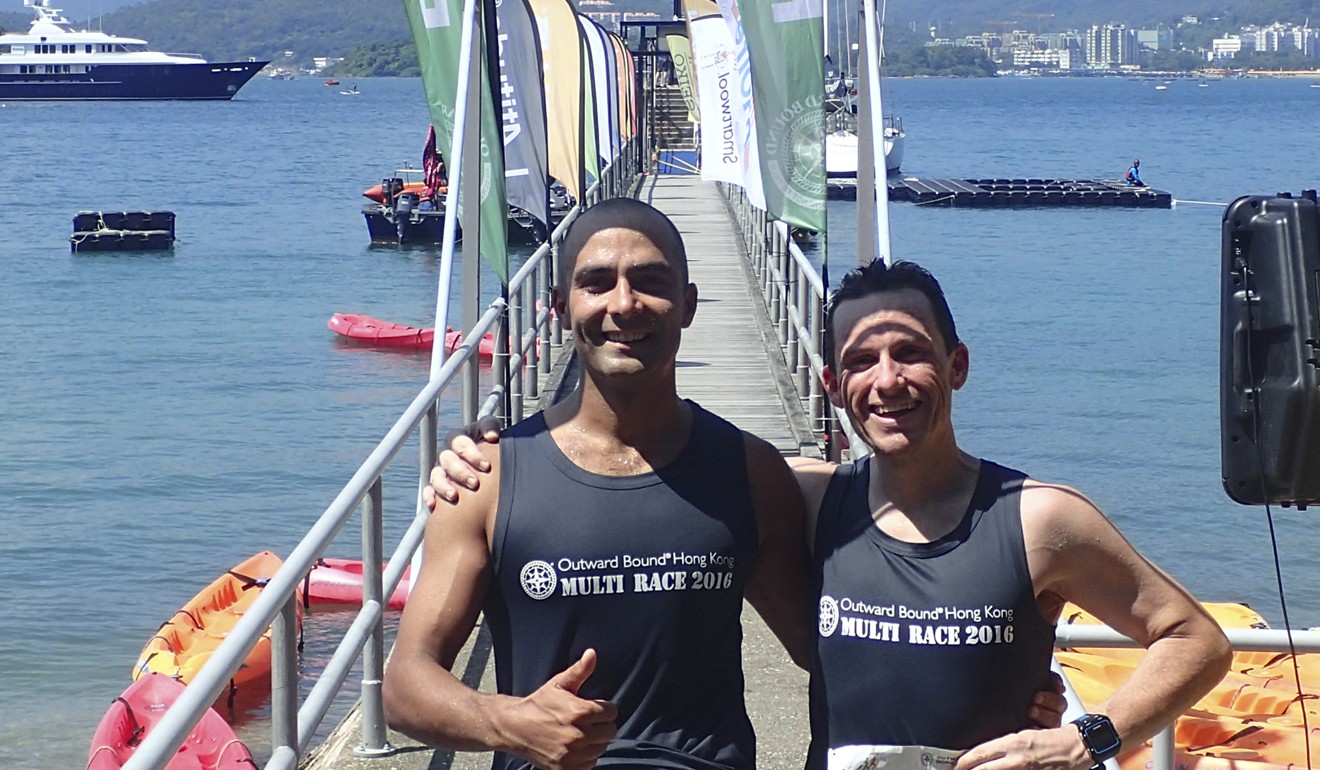 Vaid (left) with his mentor and training buddy David Gething at the Outward Bound Hong Kong Multi Race last year.