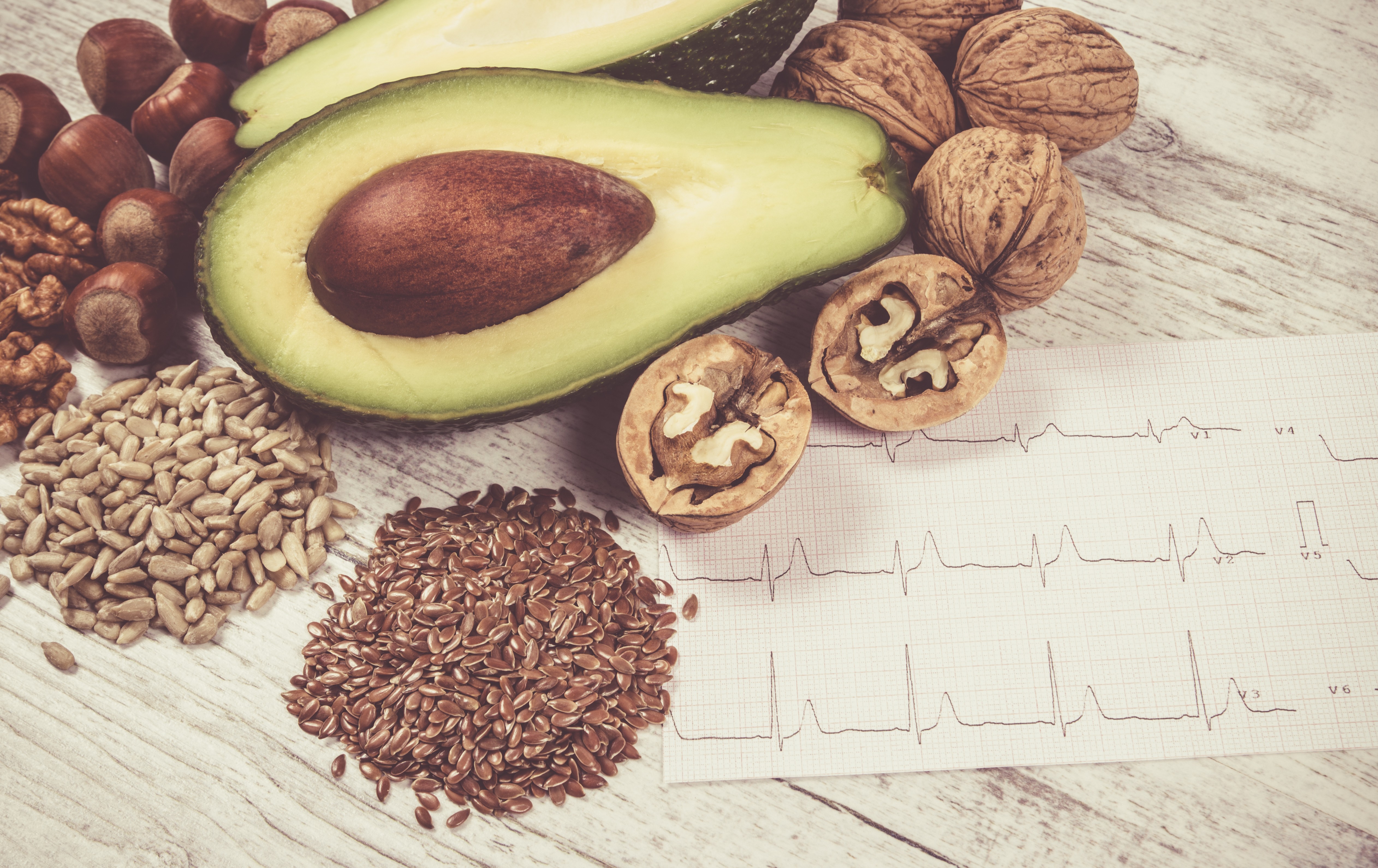 Foods high in DHA, an omega-3 fatty acid vital during pregnancy, include avocados, flaxseeds, walnuts and sunflower seeds. Photo: Shutterstock