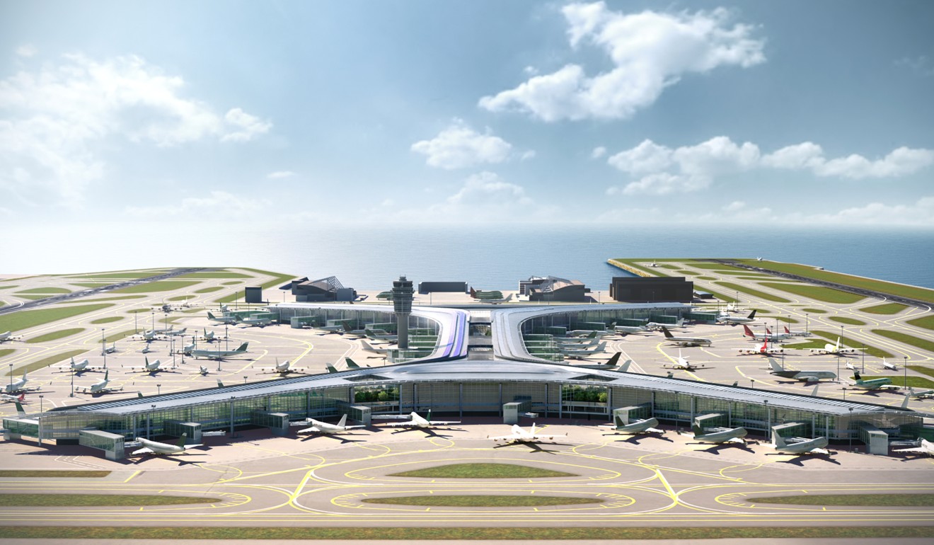 A concept drawing of how Hong Kong International Airport might look with a third runway. Photo: Handout