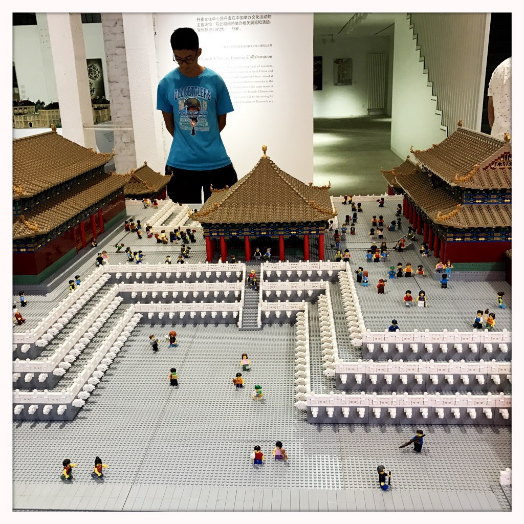 A LEGO model of part of the Palace Museum (or Forbidden City) in Beijing, China, is displayed at the Danish Cultural Centre in Beijing exhibition, A Modern Royal Household, presenting the exceptional restoration and contemporary artistic decoration of Frederik VIII’s Palace at Amalienborg. Photo: Simon Song
